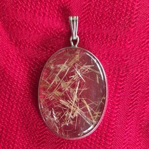 Vintage Oval Rutilated Quartz Pendant
